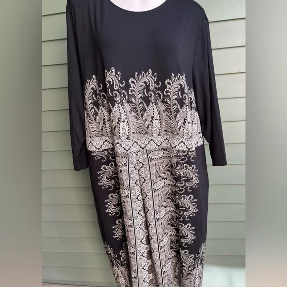 jjill black dress Elegant Janelle Midi Dress in Black - Perfect for Any Occasion